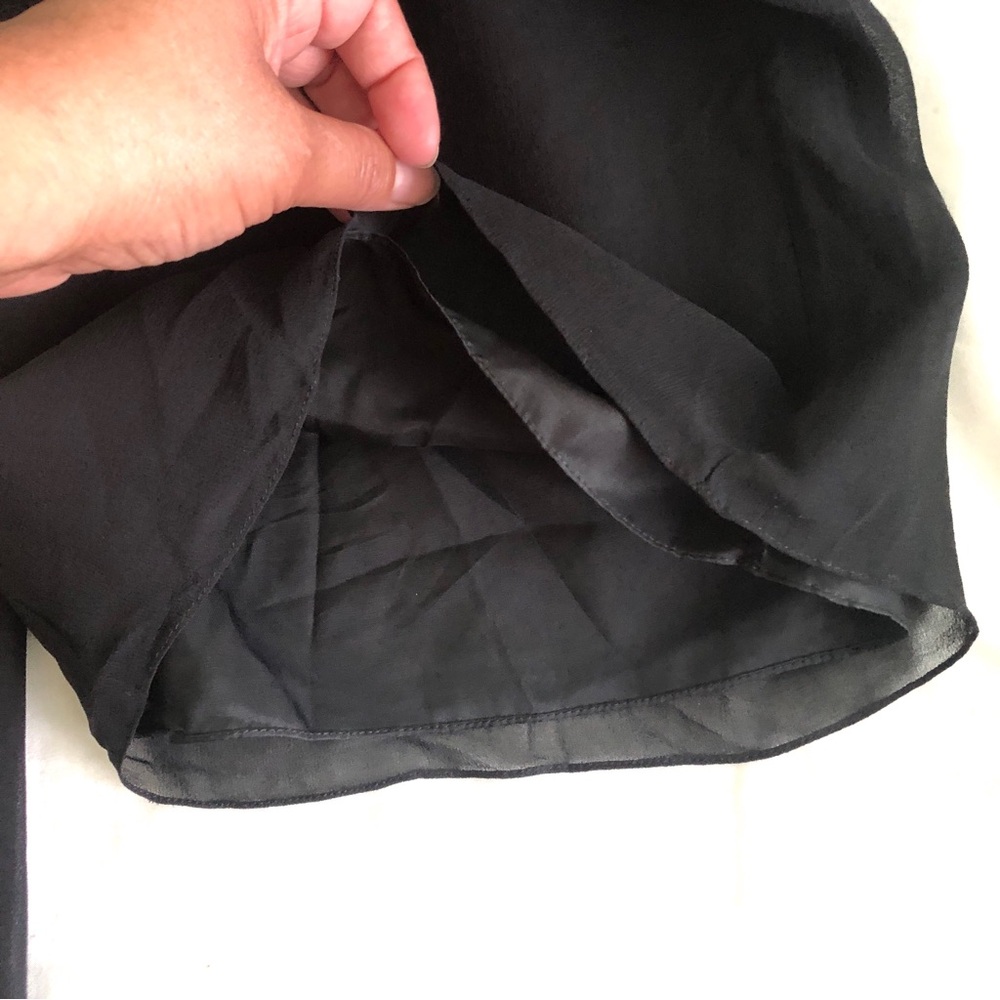 Niteline Della Roufogali Womens Silk Pants Wide Leg Side Zip Black Vintage 8P - Picture 6 of 11